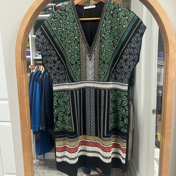 Zara Geometric Patterned Green and Black Dress - Picture 2 of 4